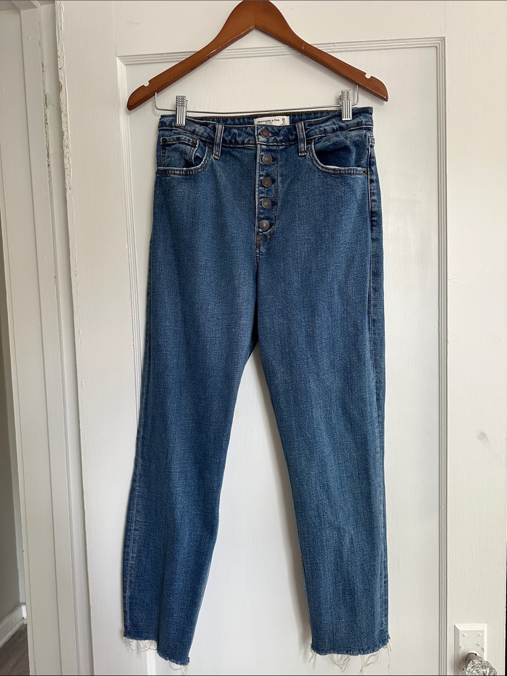 Abercrombie & Fitch High-Rise Button-Fly Blue Jeans